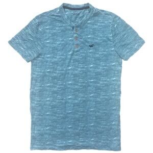 Hollister Heather Blue Henley T-Shirt - Small